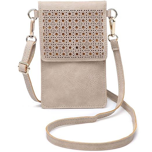 SeOSTO Handy Schultertasche, Kleine Tasche Umhängetasche für Damen Frauen (Beige)