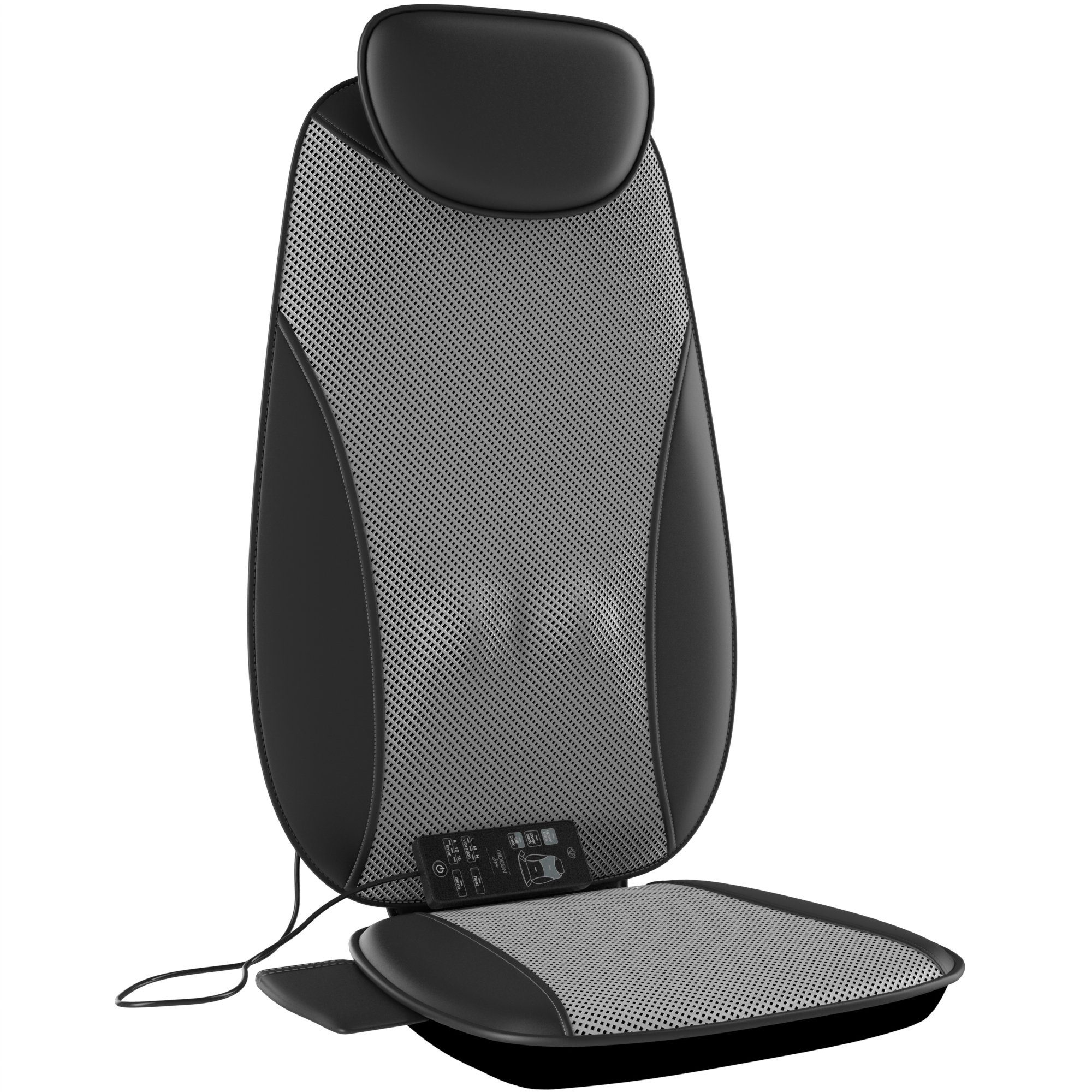 Gideon Shiatsu Back Massager Deep Kneading Massage Seat Cushion with Percussion and Vibration Motors with Heat for Full, Mid and Lower Back and You’re Bottom - Precise Pinpoint Customization Control