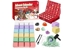 DYMUZIC Advent Calendar 2025 Kids, Gemstone Dig Kit Advent Calendar - Dig Up 24 Real Gemstones, Rokcs, and Crystals, Gem Digging Kit, Gift for Girls and Boys,