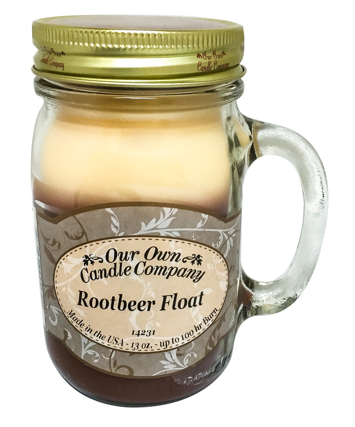 Our Own Candle Company Root Beer Float Scented 13 Ounce Mason Jar