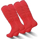 IRAMY Scrunch Football Socks Ultra Long 1 Pack/2 Packs Combed Cotton With Ankle Support Padded Knee High Socks Youth Adult