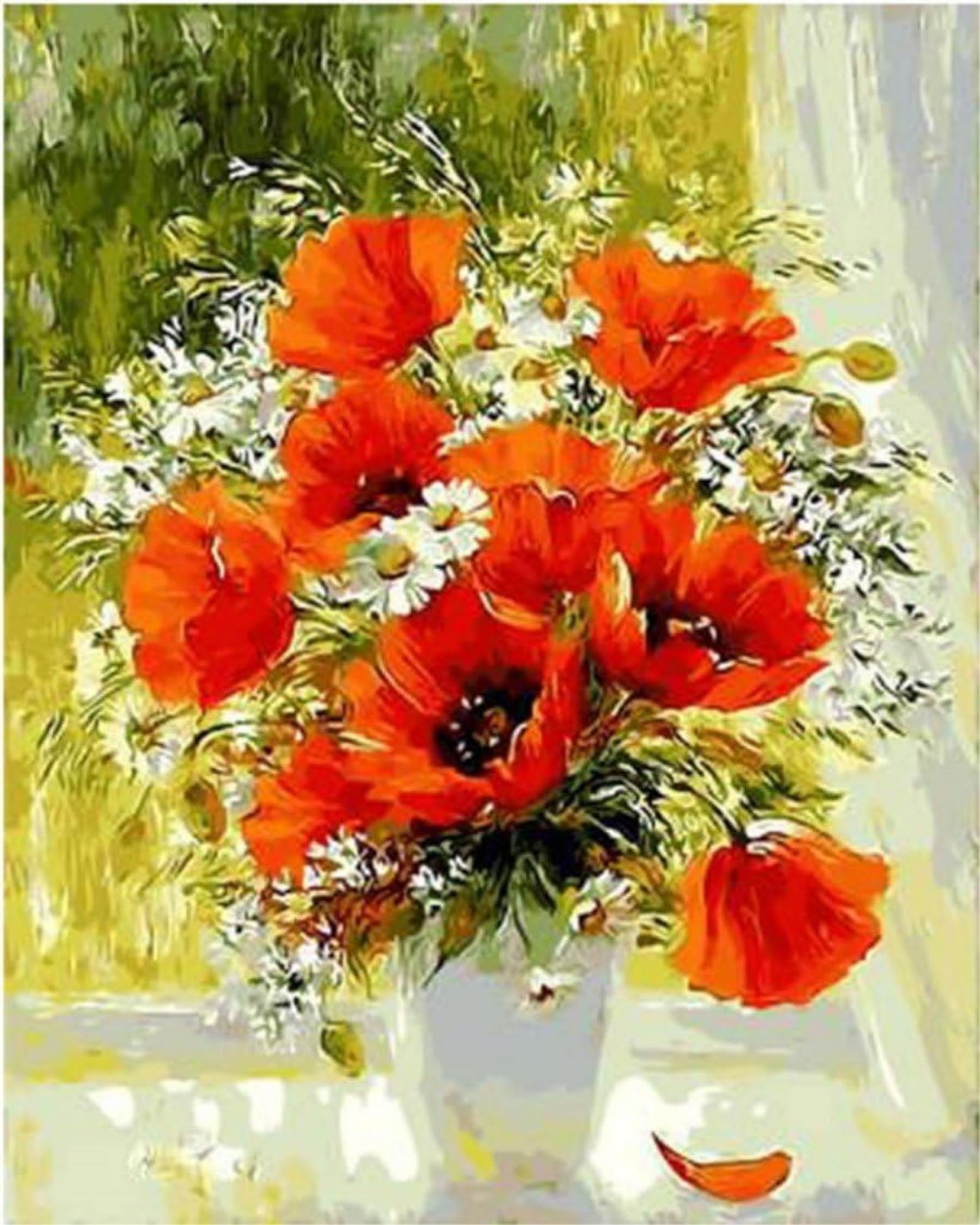 ABEUTY DIY Paint by Numbers for Adults Beginner - Poppy Gorgeous Vase 16x20 inches Number Painting (No Frame)