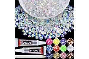 Towenm 8000PCS 3mm Flatback Rhinestones, Transparent Clear AB Resin Rhinestones for Clothes Shoes Tumblers Nail Art, Wholesale Bedazzling Jelly Gemstones Kit with B7000 Clear Glue