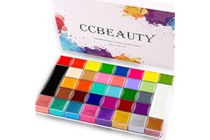 CCbeauty Professional 36 Colors Face Body Paint, Large Cream Face Painting Palette Kit, Non Toxic Hypoallergenic FacePaint for Halloween SFX Special Effects Costume Cosplay Makeup