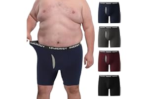INNERSY Men's Big and Tall Boxer Briefs Cotton Moisture Wicking Underwear 4-Pack
