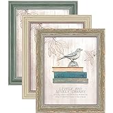 XUANLUO 3 Pack 8x10 Inch Picture Frames Farmhouse Rustic Vintage Distressed Wood Grain Photo Frame with HD plastic cover for Table Top Display and Wall Hanging
