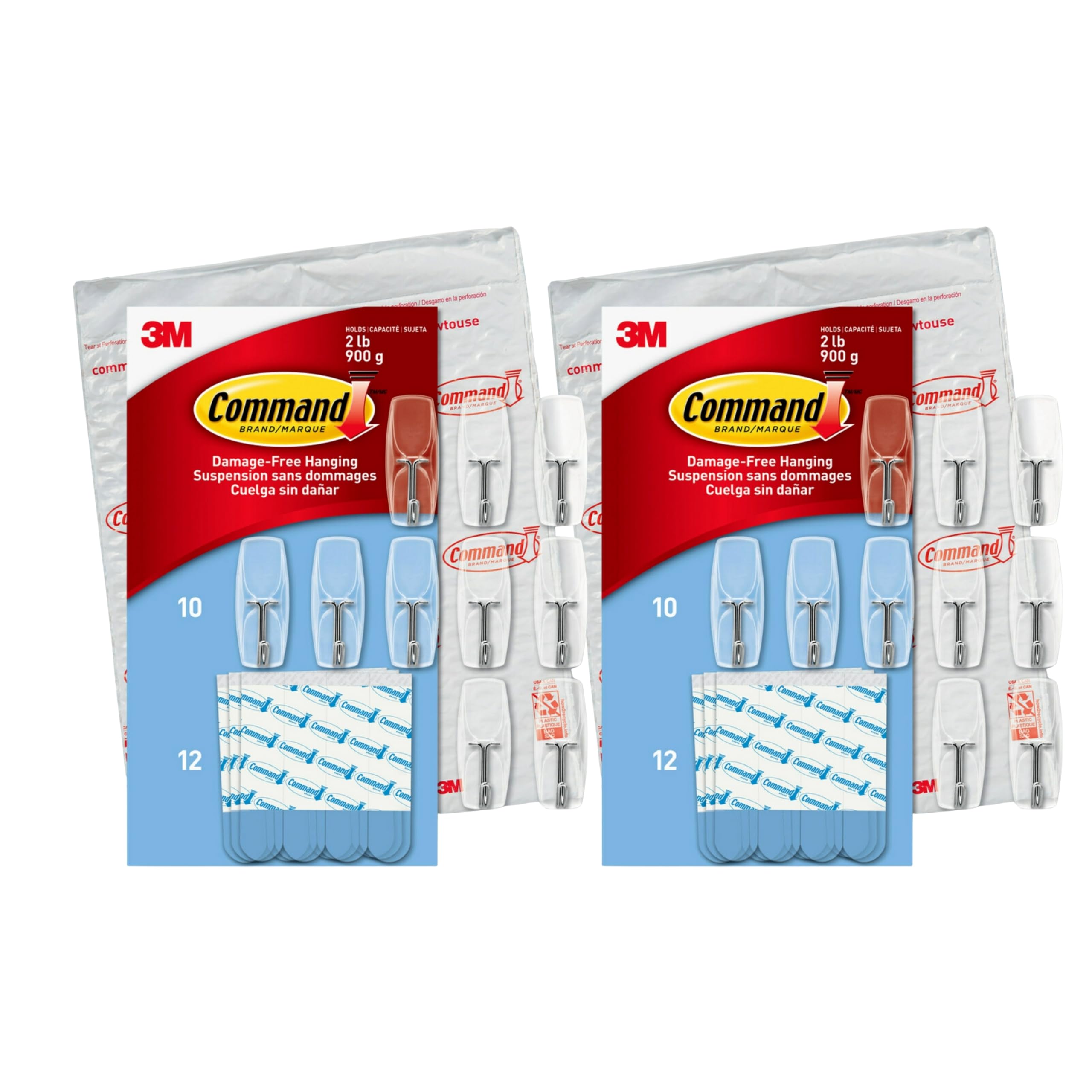 Command Clear Medium Wire Toggle Hooks, 20 Hooks and 24 Strips, Holds Up to 2 lb Each, Damage-Free Hanging for Stockings, Ornaments, Garland, Keys, Holiday Decor Image