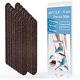 Astfys Anti Slip Tape, 16pcs Non Slip Pre-Cut Strips, Treads Safety Non Skid Adhesive Strips for Ladder, Step Stool and Stair (1" x 12", Brown)