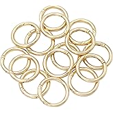 JWBIZ 15pcs Trigger Spring O Rings Round Carabiner Clip Snap for Keyrings Buckle, Bags,Purses (Gold, 1 inch)