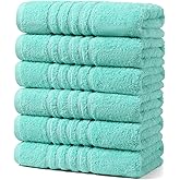 Aibaser Towels 6 Pack Bath Towel for Bathroom, 100% Cotton (24 x 48 Inches) High Absorbency Quick Drying (Light Green)