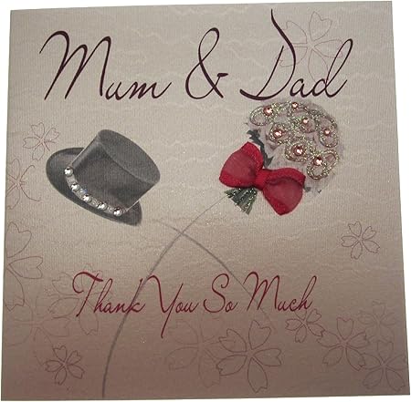 White Cotton Cards Wb18 Biglietto Di Auguri Realizzato A Mano Motivo Mamma Papa Grazie Mille Lingua Inglese Per Matrimonio Colore Bianco Amazon It Casa E Cucina