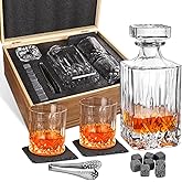 Whiskey Decanter Gift Set by PAYSKY – Liquor Bourbon Decanter 27 oz 800 ml with Glasses, Chilling Stones, Coasters and Tong – Whiskey Gifts for Men, Husband, Dad, Boyfriend