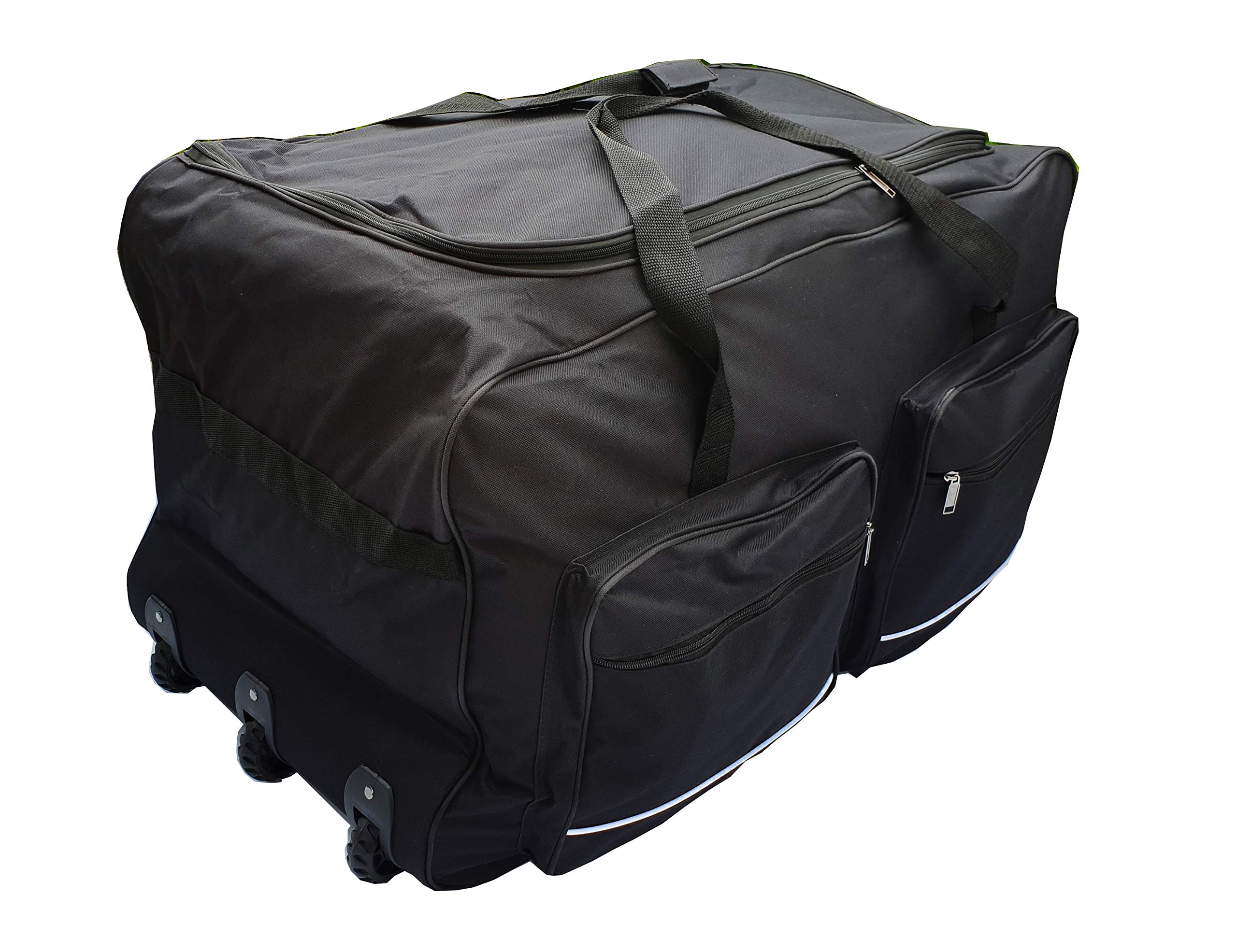 Travel Bag Soft Sports Suitcase Trolley Large with Wheels Size L-100L, XL-115L, XXL-150L, XXXL-200L. Black and Blue Black Black 200L