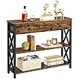 Yaheetech Console Table with Drawer, Sofa Table with Storage Shelves, 39.5 Inch Entryway Table with Metal Frame, for Living Room, Entryway, Hallway, Rustic Brown