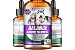 Vetflix Balance Pet Adrenal Support for Dogs & Cats - Made in USA - Cushing's & Kidney Support Supplement - Natural Endocrine Health Formula - 2 Fl Oz