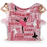 RKAOZJI Dance Blanket for Girls & Women, Flannel Throw for Ballerina Dancers, Ballet Dance Lover Gift Idea (Pink, 40"x50")