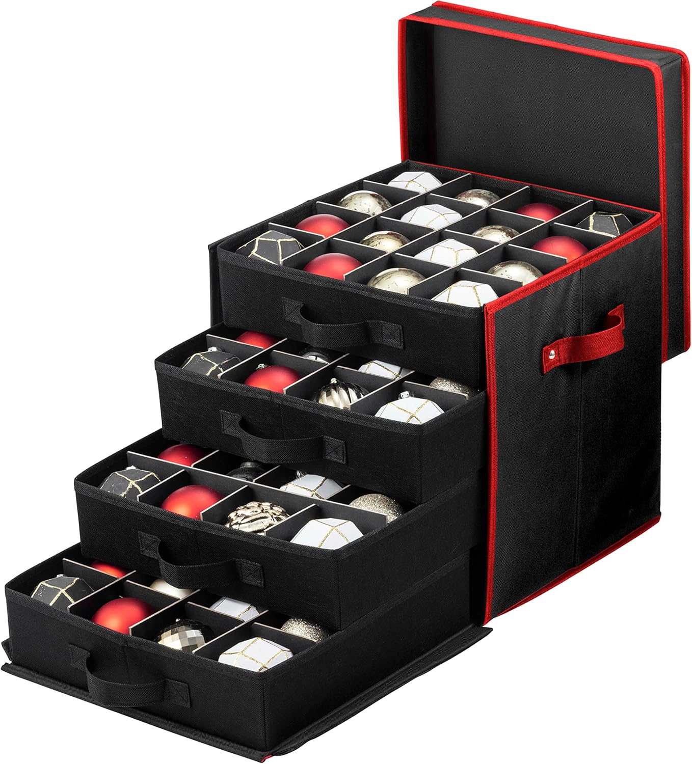 Holiday Décor Storage - Zober Premium Large Christmas Ornament Storage Box, with Side Open, Drawer Style Trays - 3