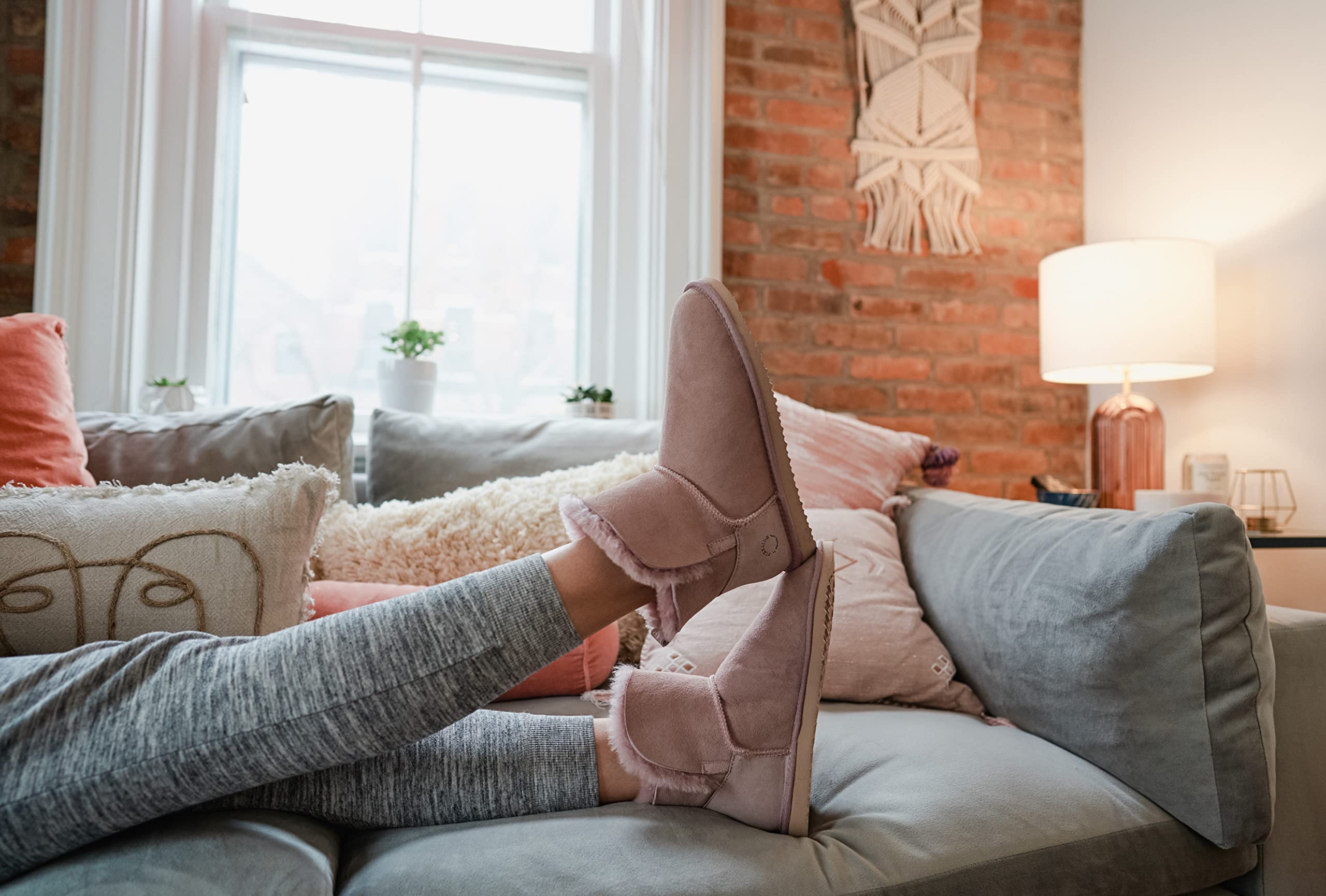 Dearfoams Women's Fireside Shearling Water Resistant Indoor/Outdoor Foldover Boot Slipper