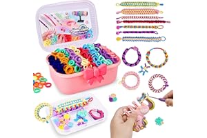 FUTESI Bracelet Making Kit for Girls Ages 8-12, Weaving Rainbow Bands kit,DIY Toys for Friendship Birthday Gifts for Kids 6 7 9 10 11 13 Year Old, 1200+ Elastic Cloth Rubber Band Fabric Loops