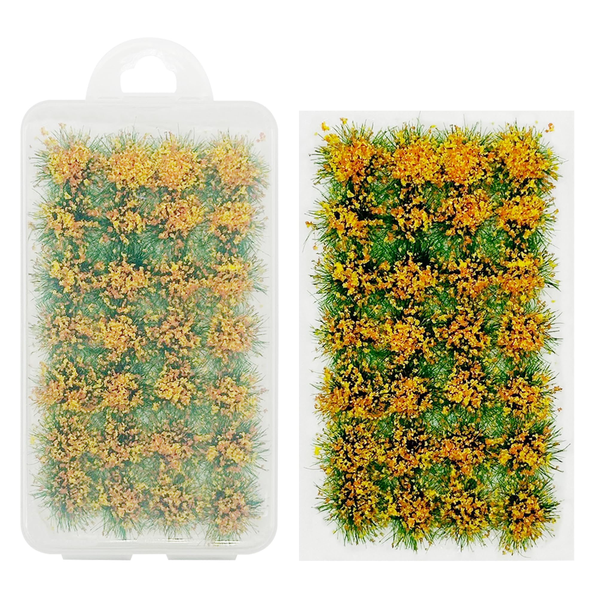Cayway 28 PCS Flower Cluster Model, Static Grass Model Flower Vegetation Groups Grass Tufts Set for DIY Miniature Train Landscape Terrain Railway Scenery Decorations (Orange)