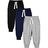 HXP 3 Pack Toddler Sweatpants Cotton Toddler Boys Girls Unisex Sweatpants Pants with Pocket Drawstring