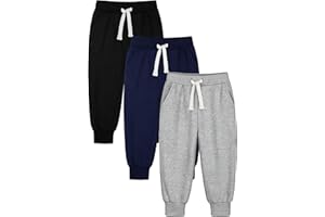 HXP 3 Pack Toddler Sweatpants Cotton Toddler Boys Girls Unisex Sweatpants Pants with Pocket Drawstring