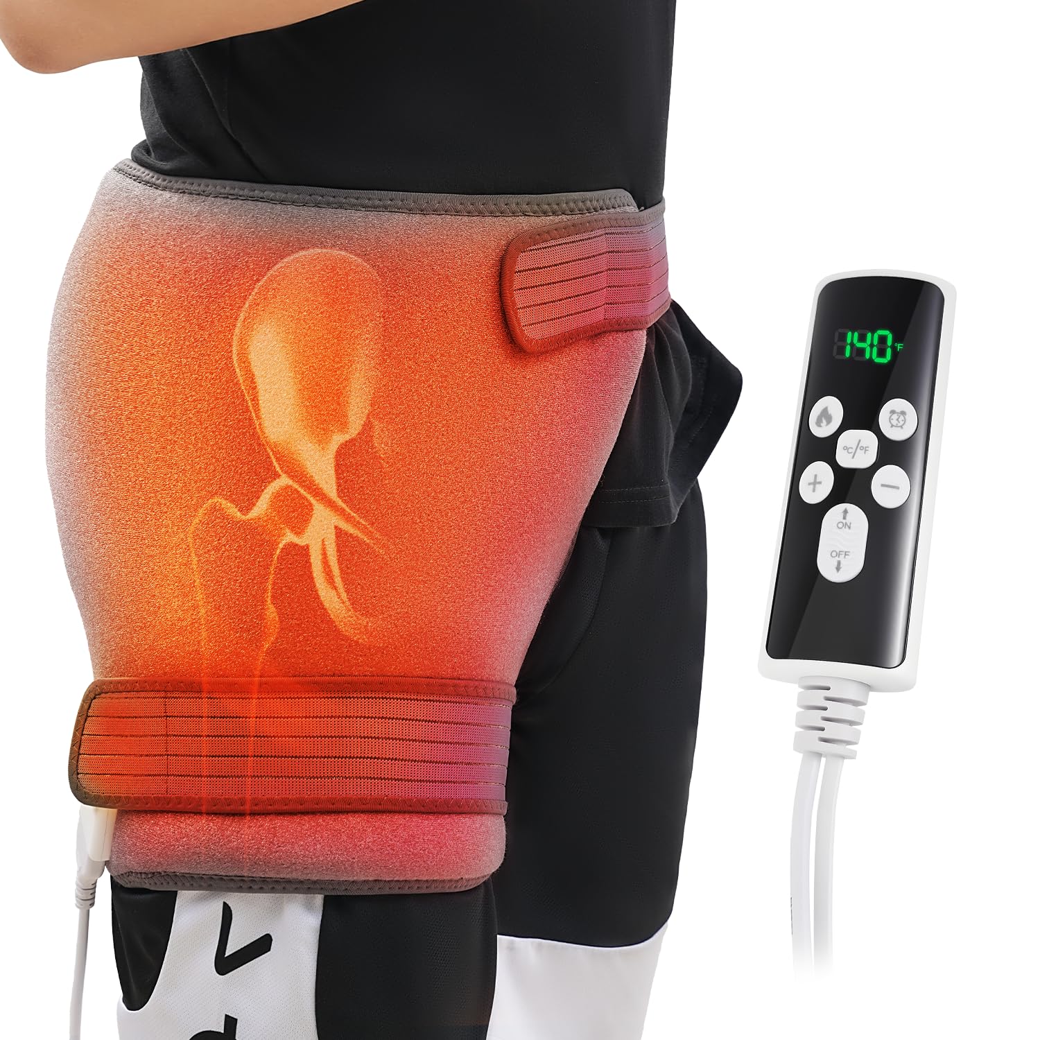 Photo 1 of ***MISSING POWER CORD*** Hip Heating Pad for Hip Pain Relief, Heated Hip Brace for Sciatica Pain Relief, Hip Support Brace, Lower Back/Thigh/Buttock Electric Heat Pad Birthday Gifts for Mom Women Wife Men, 113?-140? Adjust