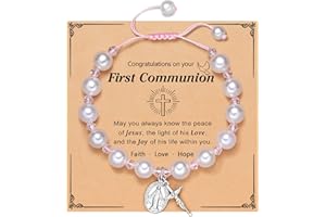 UNGENT THEM First Communion Gifts for Girls, Rosary Cross Bracelet First Communion Gifts for Girls Teens