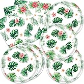40pcs Hawaiian Luau Party Tableware Set Aloha Tropical Palm Leaves Party Plates and Nakpins for Summer Beach Kids Birthday Cocktail Party Supplies
