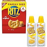 RITZ Original Crackers and Easy Cheese Cheddar Snack Variety Pack, 1 Family Size Box & 2 Cans