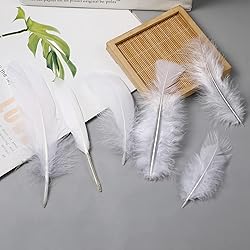 Larryhot White Craft Feathers Bulk - 240pcs 6 Style