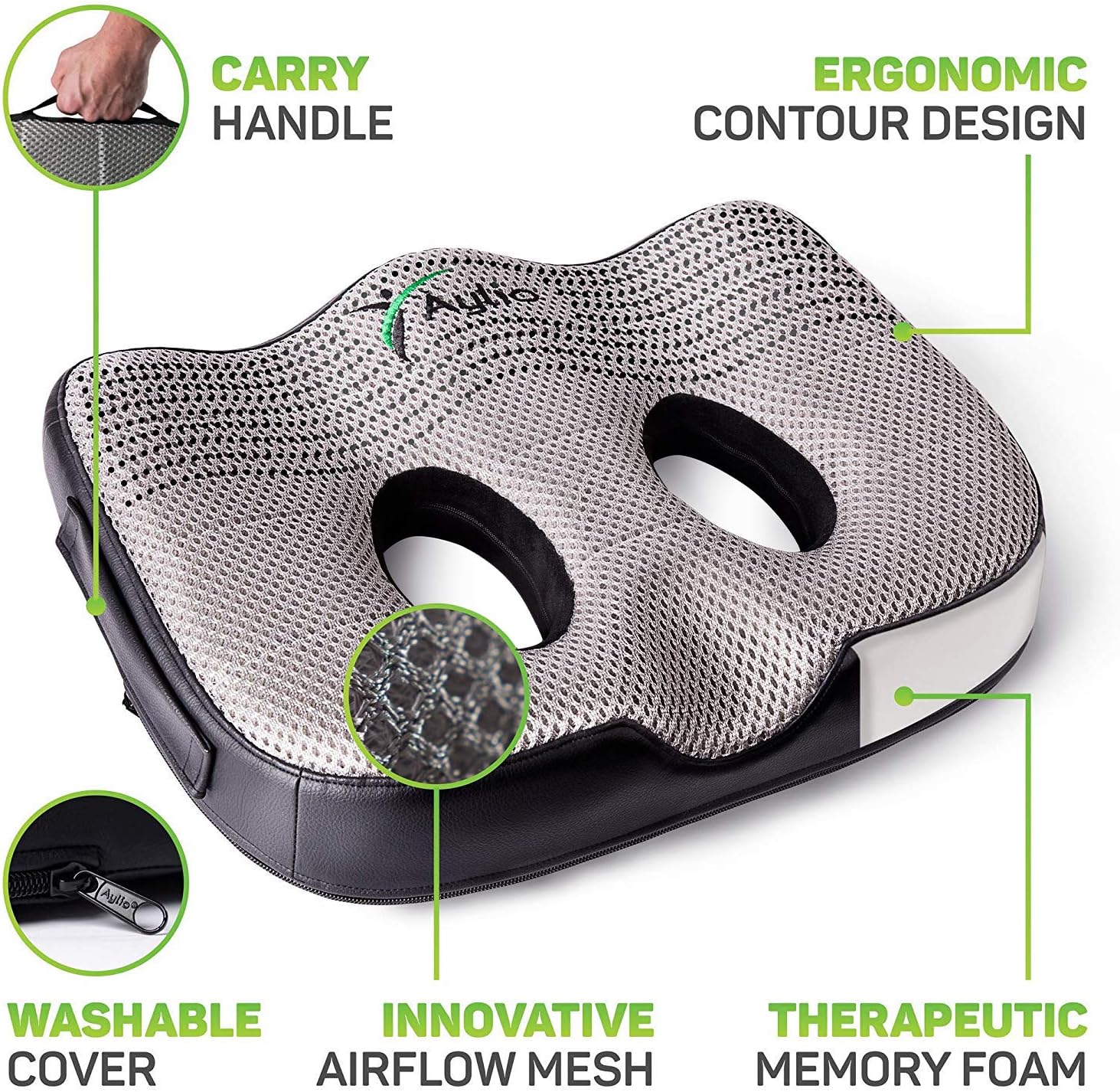 Aylio Socket Seat - Memory Foam Sit Bone Relief Cushion for Butt, Lower Back, Hamstrings, Hips, Ischial Tuberosity: Home & Kitchen
