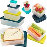 Reusable Lunch Containers - Set of 4 Microwave Safe, Meal Prep Stackable Nesting Containers, Pack Food, Snacks &amp; Sauces in Leak Proof Compartments w/Lids, Easy to Clean, Bento Boxes