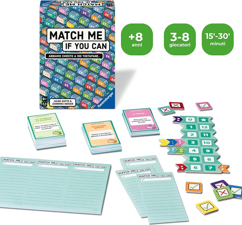 - Match me if you can, Gioco da tavolo +8 anni, 3-8 giocatori
