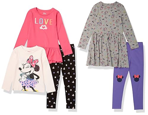 Amazon Essentials Disney | Marvel | Star Wars | Frozen | Princess Girls' Mix-and-Match Outfit Sets, Pack of 5, Love/Minnie/Unicorn, Large