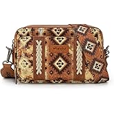 Wrangler Aztec Crossbody Bag for Women Multi Pocket Shoulder Bag Boho Cross Body Wallet Purse