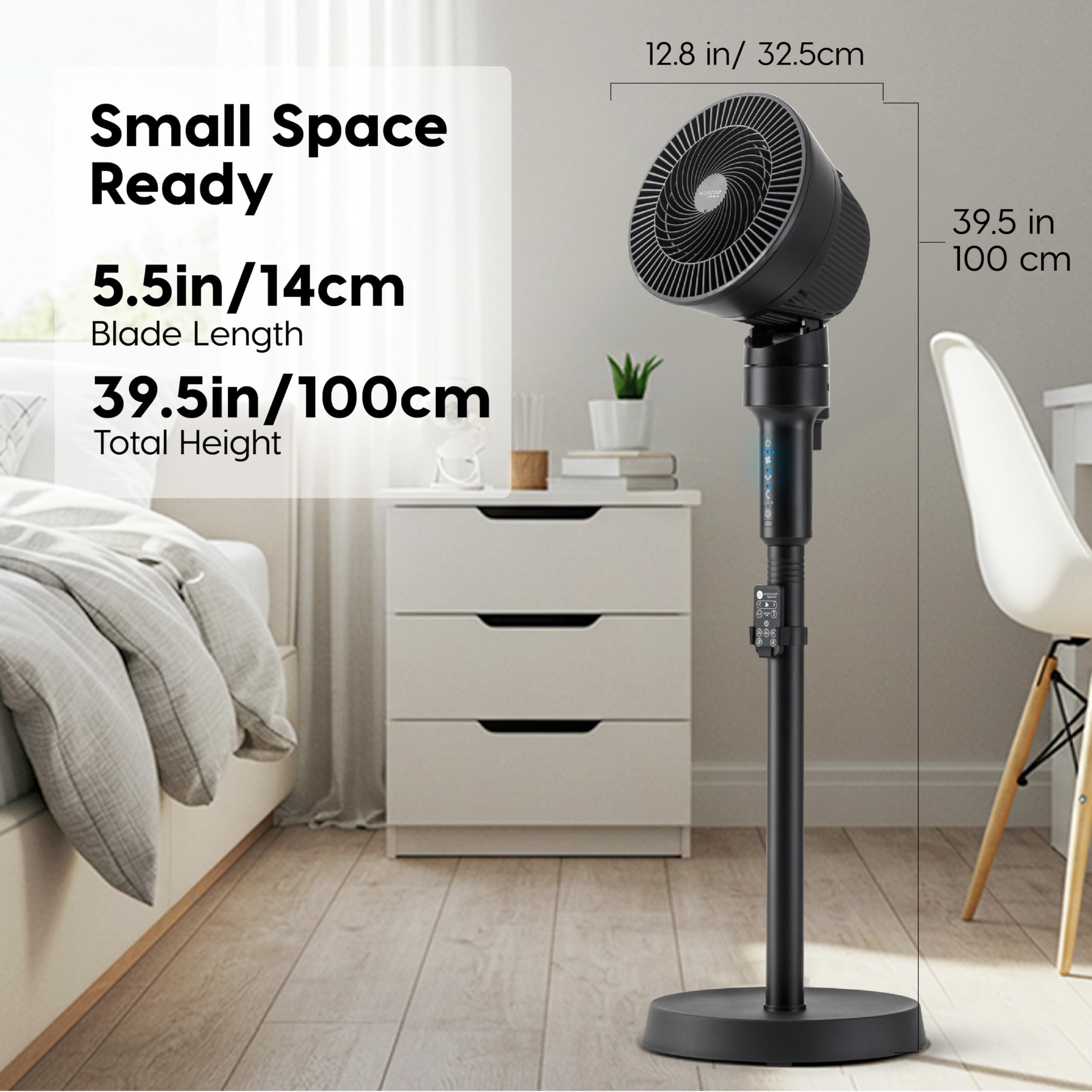 IRIS USA WOOZOO Air Circulator Pedestal Fan with Remote, 5.5