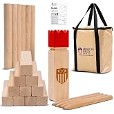 AMERICAN FIELDS PLAY CO. Kubb Yard Game Set Viking Chess Rubber Wood | Laser-engraved king, Carry bag, Backyard, Lawn, Beach, Camping, Outdoor play, Family gatherings, Easy to learn, Fast setup