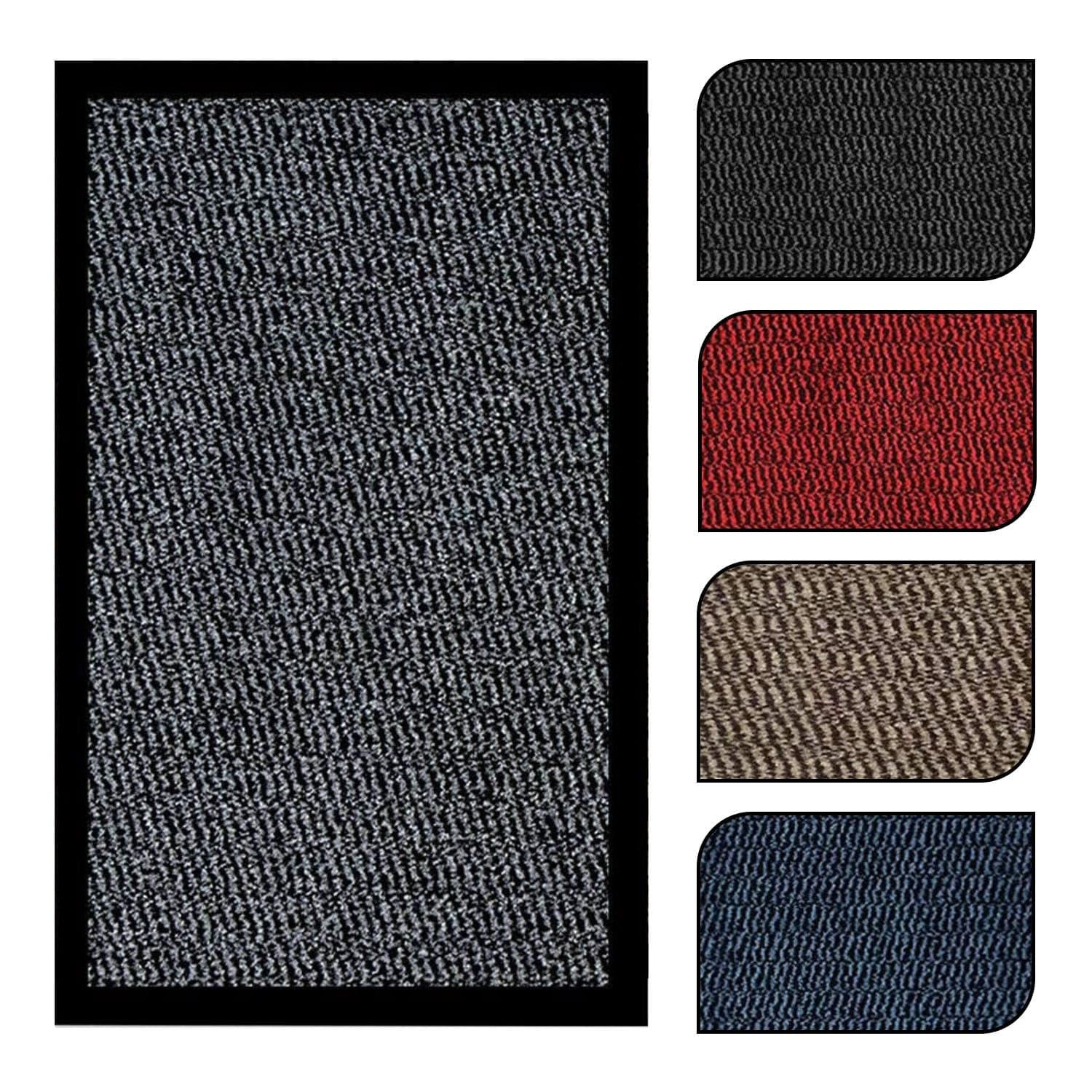 JKZ RUG AND DOORMATS Door Mat Heavy Duty Non Slip Outdoor Indoor Door Mat Rubber Door Floor Mats Kitchen Mats Dirt Trapper Barrier Mats Washable Entrance Mats (Grey, 40x60 cm)