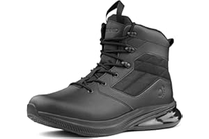 CENNID Men's Wide Waterproof Tactical Work Boots Side Zipper Military Orthopedic Boots Lightweight Motorcycle Combat Hiking Boots with Sand-proof Tongue