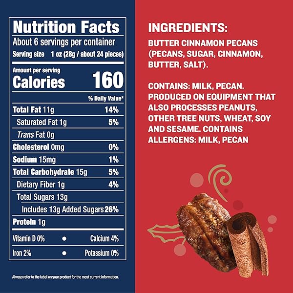 PLANTERS LIMITED EDITION KETTLE COOKED BUTTER CINNAMON PECANS, 5.5 OZ BAG