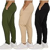 PURE CHAMP Men’s 3 Pack Mesh Joggers with Zipper Pockets, Athletic Pants for Men – Moisture-Wicking Gym Sweatpants Men