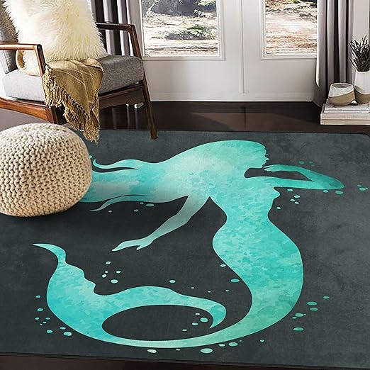 Amazon Com Alaza Mermaid Silhouette Watercolor Area Rug Rugs For Living Room Bedroom 5 3 X4 Home Kitchen