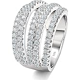 SHELOVES Multi-Row Wedding Bands for Women 925 Sterling Silver Eternity Stackable Rings Enhancer Cubic Zirconia Sz 5-10