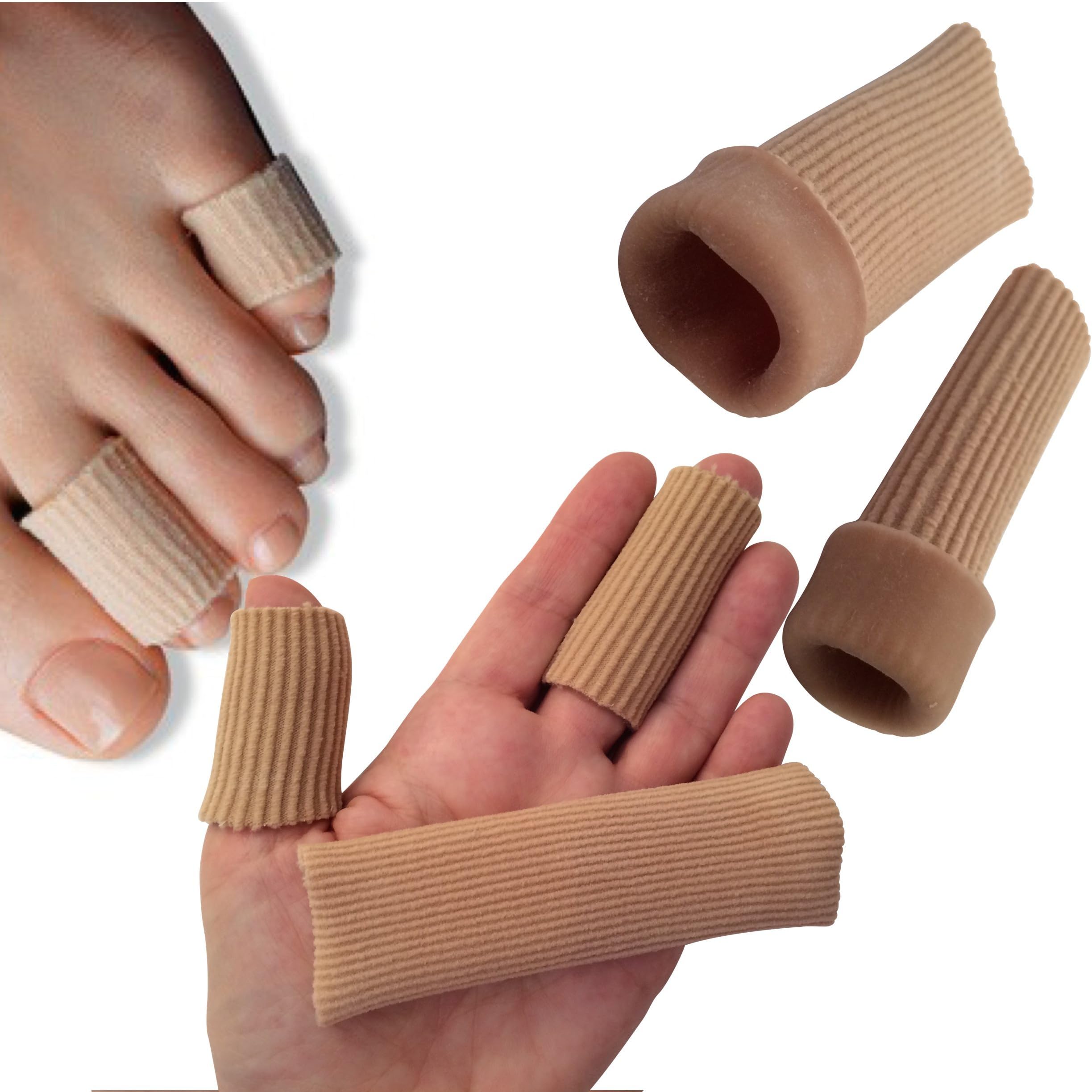 DenadaDance Hammer Toe Finger Cushion - 2 Silicone Wide & Narrow Tubes/Sleeves for Instant Pain Relief - Use as Protectors for Sore Toes and Fingers, Callus, Corn, Blisters