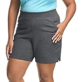 Hanes Women's Just My Size Cotton Jersey Shorts, Plus Size Pull-on Gym Shorts, 7 inches Inseam