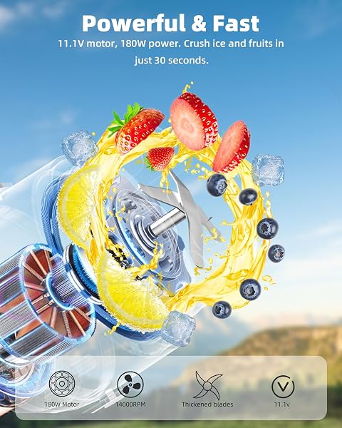 PORTABLE BLENDER WITH INSULATED CUP, PERSONAL BLENDER FOR SMOOTHIES, 11.1V HIGH-TORQUE MOTOR, LED DISPLAY, STAINLESS STEEL CUP, KEEP COLD 24 HOURS, SELF-CLEANING, USB-C RECHARGEABLE, 20 OZ, TRAVEL LID