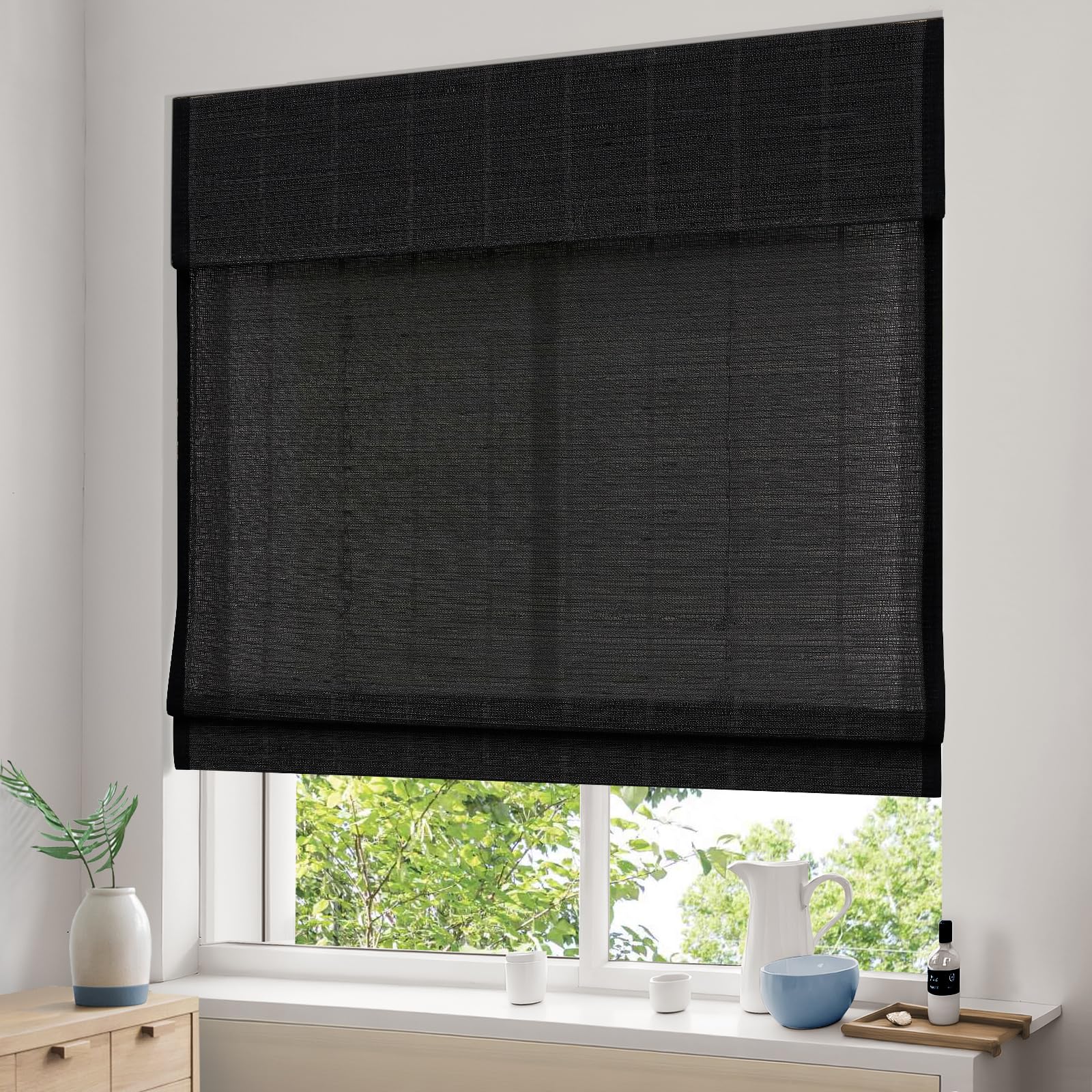 Pasoun Cordless Roman Shades for Windows, Window