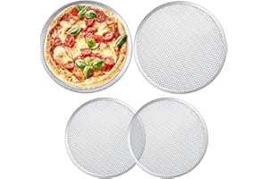 Set of 4 Seamless Round Pizza Screen, 2 Pieces 12 inch Aluminum Mesh Pizza Screen and 2 Pieces 10 inch Pizza Mesh Baking Tray