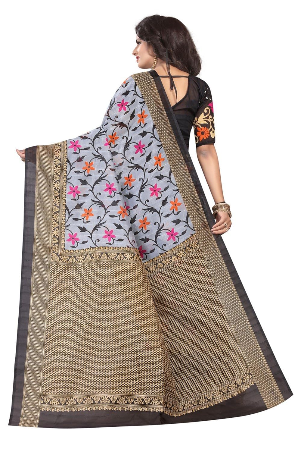 indoprimo cotton silk saree with blouse piece